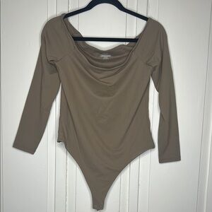 Nuuds Women's Taupe Long Sleeve Bodysuit